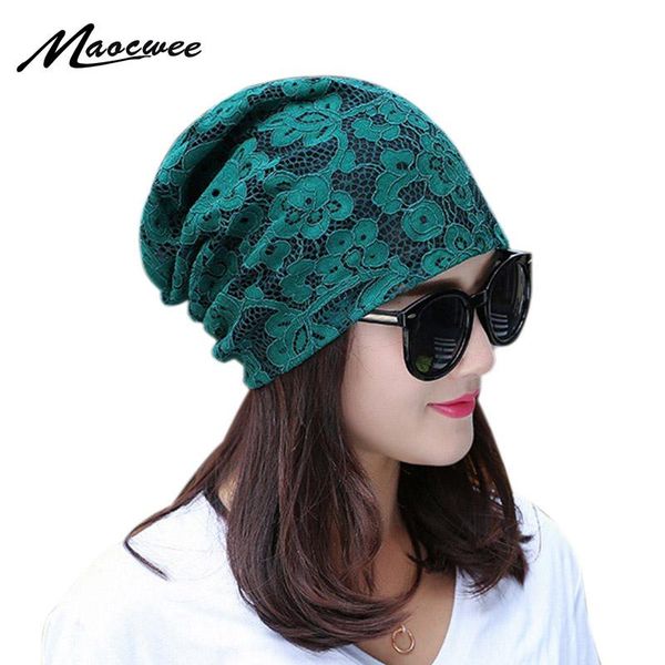 

beanie/skull caps spring autumn green turban bonnet women fashion lace flower thin beanies hat for ladies sckullies gorros mulheres beanie, Blue;gray