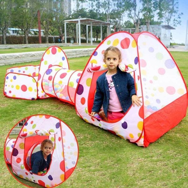 3-em-1 crianças brincam casa ao ar livre pop-up tenda com um túnel grande bola pit crianças brincando casa dobrável dobrável bebê brinquedo tendas lj200923