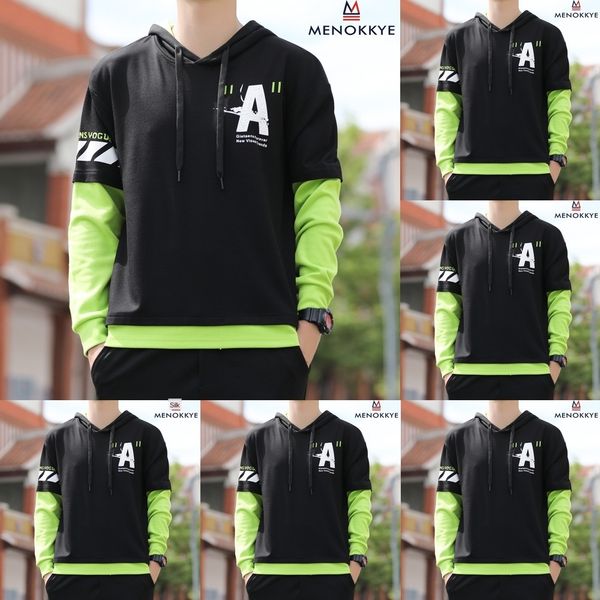 

8hv9g men's reed autumn men's sleeve hoodie creative long hoodie sweater english printed sports meng casual sweater ik07s, Black