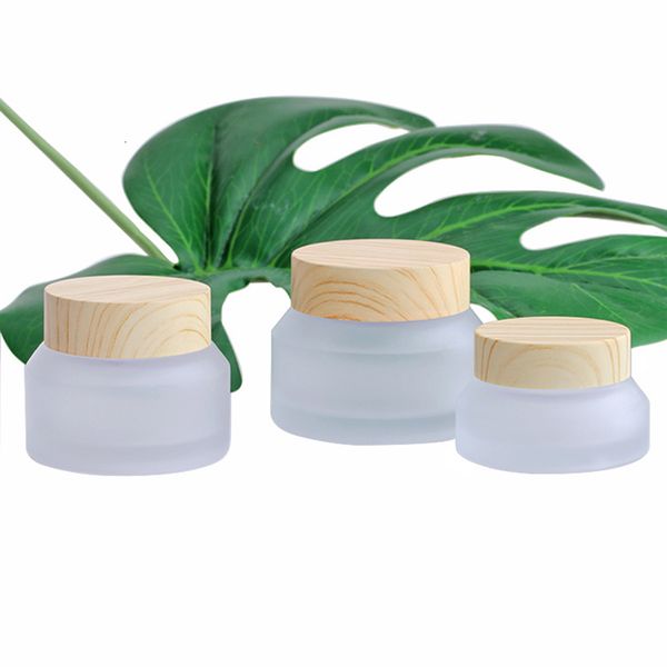 

frost bottle plastic lid glass jars empty cream jar cosmetic packaging container 15g 30g 50g