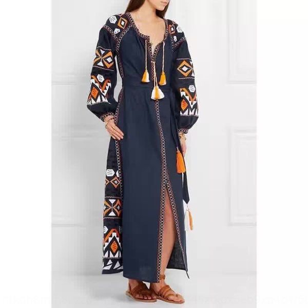 

spring new linen sleeve heavy national lantern dress lantern industry red embroidery national fengyun south dress dress xabb6, Black;gray