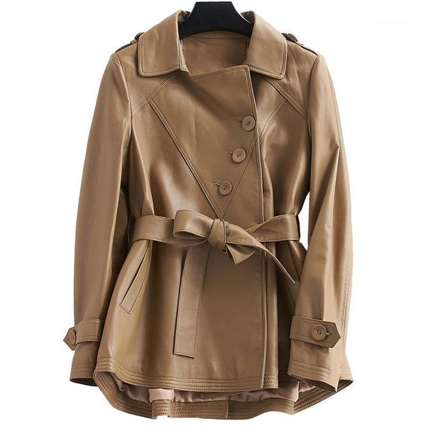 

women's leather & faux women's fur coat real genuine jacket women clothes 2021 spring sheepskin korean elegant female zt21981, Black