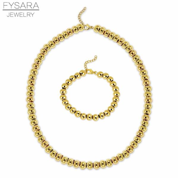 

fysara мода бисера ювелирных изделий набор из нержавеющей стали бусины браслеты ожерелье панк ювелирные изделия для мужчин падение доставки, Golden;silver