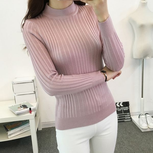 

2021 new autumn winter women turtleneck knitted pullovers sweater fashion slim female jumper rdtc, White;black