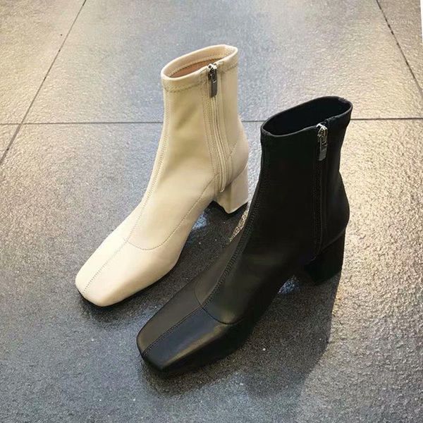 

women's boots mid-tube short boots 2020 new thick heel fashion women's shoes fashion platform high heel shoes1, Black
