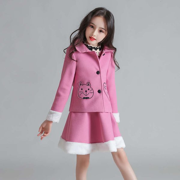 

cotton and winter et girls' autumn two piece suit tweed casual korean children's drs baby princs skirt, Red;yellow