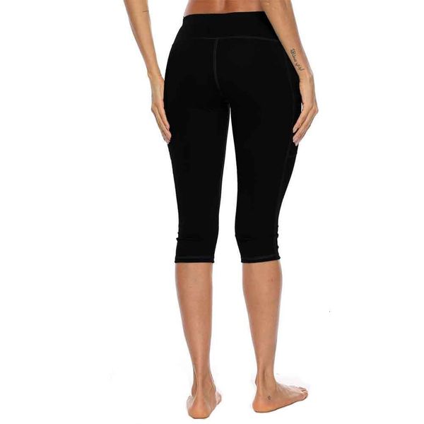 

woman leggings fishion running activewear legins sports and hips high waist thread push up leggings 7 points pants legging#38, Black