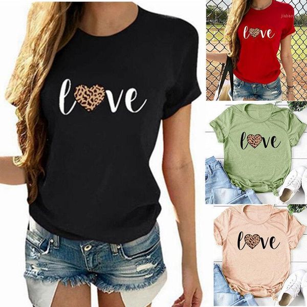 

women love heart leopard print cotton summer slogan ladies funny graphics streetwear letter tee hipster aesthetic t-shirt1, White
