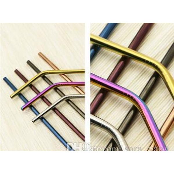 

colorful stainless steel drinking straw 21.5cm bent reusable straws juice party bar accessori wmtpbd pets2010