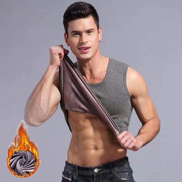 

men's and thickened winter warm youth bottomed sleeveless underwear double side plush close fitting cotton vest, Black;white