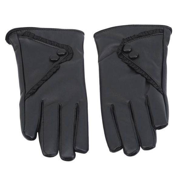 

five fingers gloves 2021 fashion women christmas warm lady soft leather winter mitten xmas gift black mittens, Blue;gray