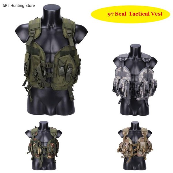

outdoor hunting airsoftsports tactical vest equipment 97 seal vest with water bag army combat armor, Camo;black