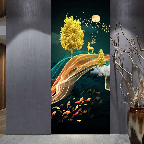 

chine fantasy style fairy deer moon paste bedroom bathroom door self adhive removable pvc home decoration