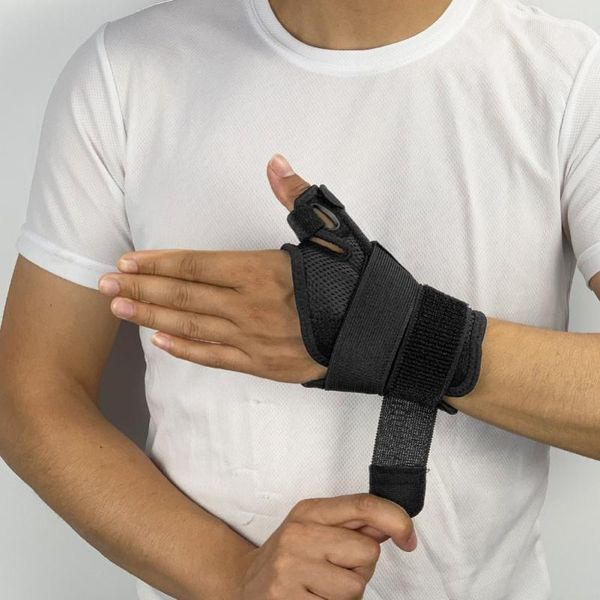 

wrist support 1pc elastic bandage hand sport wristband wrap thumb sprain fracture brace splint gym brace1, Black;red