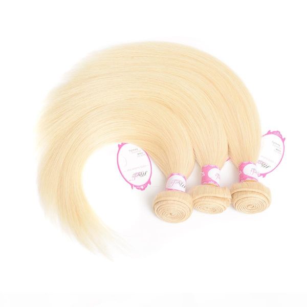 

9a mink virgin peruvian hair bundles human hair weaves weft #613 blonde remy human hair extensions 3pcs per set double weft from ms joli, Black