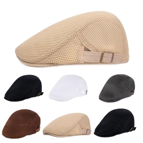 

berets drop ship&wholesale mens breathable mesh summer duckbill hat sboy beret ivy cap cabbie flat soft oct. 8, Blue;gray