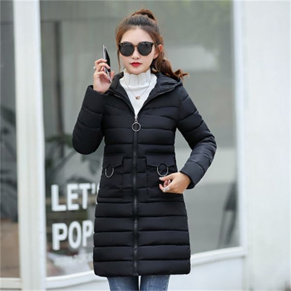 

2021 new yellow female winter coat m-3xl plus size with hood parkas autumn new fine manga long cotton women's coats, Black