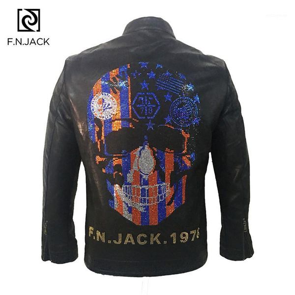 

f.n.jack winter coat new fashion men leather jacket long sleeves faux leather chaqueta de cuero para hombre motorcycle jacket1, Black