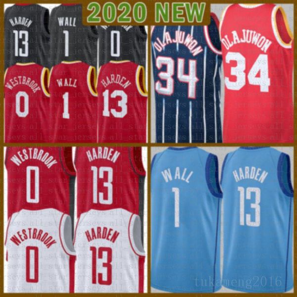

2021 new 13 harden basketball jersey russell 0 westbrook mens hakeem 34 olajuwon john 1 wall mesh retro ivory, Black;red