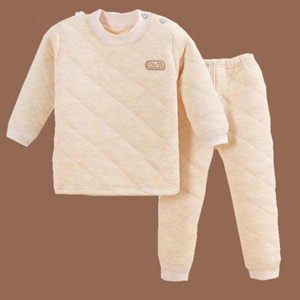 

three layer cotton children's thermal underwear set thickened baby pajamas winter boys' home cloth girls' undergarments, Blue;red