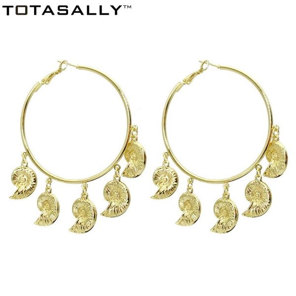 

hoop & huggie totasally ocean seashell earrings for women summer beach nature shell big earring cowries jewellry collection wholesale, Golden;silver