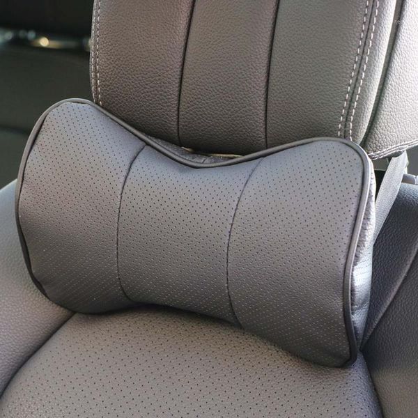 

1 pc layer leather car headrest support neck/auto seat safety pillow cowhide/ o shi car pillow protection cervical spine1