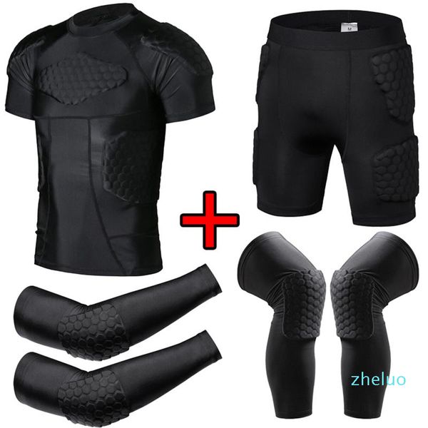 Compressão acolchoado camisa futebol rúgby basquete engrenagem engrenagem engrenagem engrenagem guardas guarda-redes proteção proteção shorts goleiro kneepads cotovelo joelho