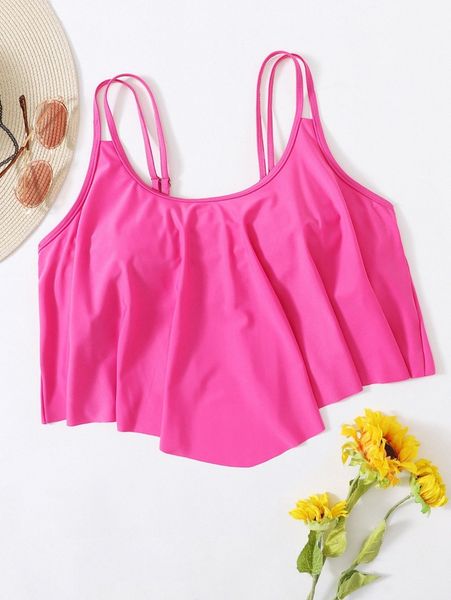 

plus ruffle cut out bikini m9ey#, Black