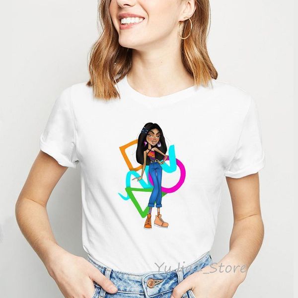 

vogue t shirts women jade y2k bratz cartoon print tshirt femme kawaii clothes summer fashion casual female t-shirt streetwear, White