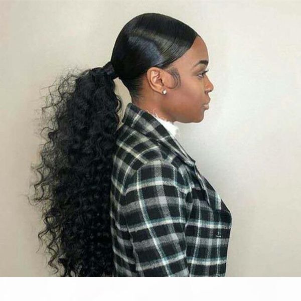 

kinky curly ponytail for black women brazilian natural black clip in ponytails human hair extensions remy hair pony tail pieces 140g