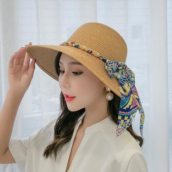

panama beach hat for women casual summer sun visor cap girls big wide brim foldable floppy straw hat ing, Blue;gray