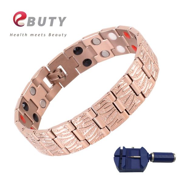 

ebuty men titanium energy bracelets fir healing magnet health fashion bracelet gift jewelry rose gold with box, Black