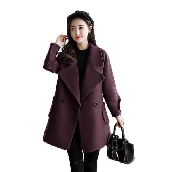 

women's wool & blends xs-4xl spring large size women clothes 2021 autumn fashion woolen coats lose outerwear female long jacket coat, Black