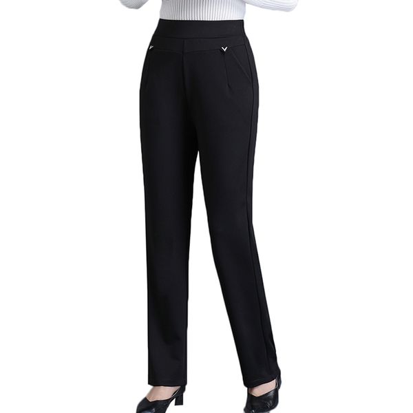 

2021 new plus size 5xl 6xl middle-aged and elderly women trousers new autumn winter elastic waist straight fashion mom pants 5fmo, Black;white