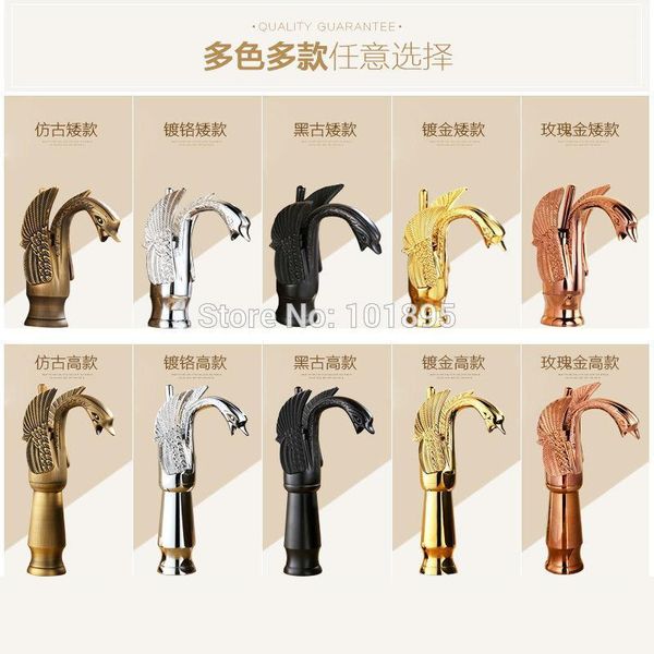 

bathroom sink faucets x8620b - luxury tall and short models with 6 colors of brass artistic swan faucet & cold water animal faucet1