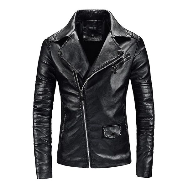 

brand autumn winter casual zipper pu motorcycle leather jacket men slim fit mens jackets and coats kg-514, Black;brown
