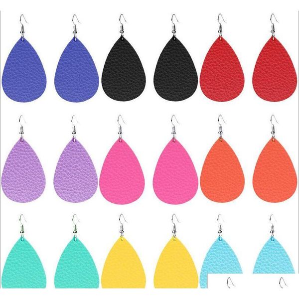 

fashion pu leather teardrop earrings water drop dangle earrings for women sqcmrd homes2007, Silver