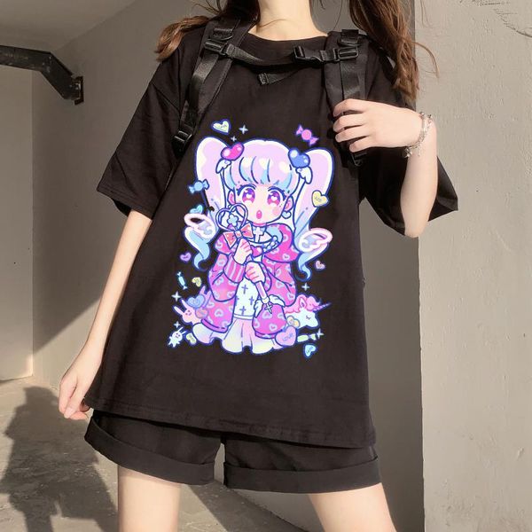 

summer gothic women's t-shirt beautiful loose y2k t-shirt punk dark style streetwear ladies t-shirt harajuku top, White