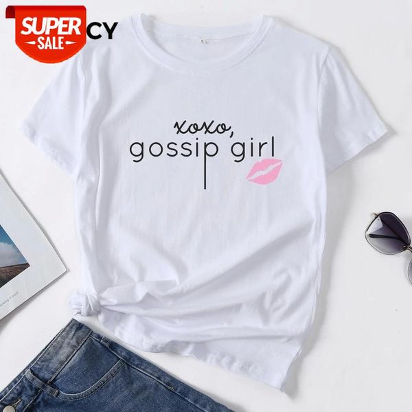 

jfuncy 8 colors plus size summer women cotton t shirts funny gossip girl printed vogue tshirt female t-shirt woman tees #ka1p, White