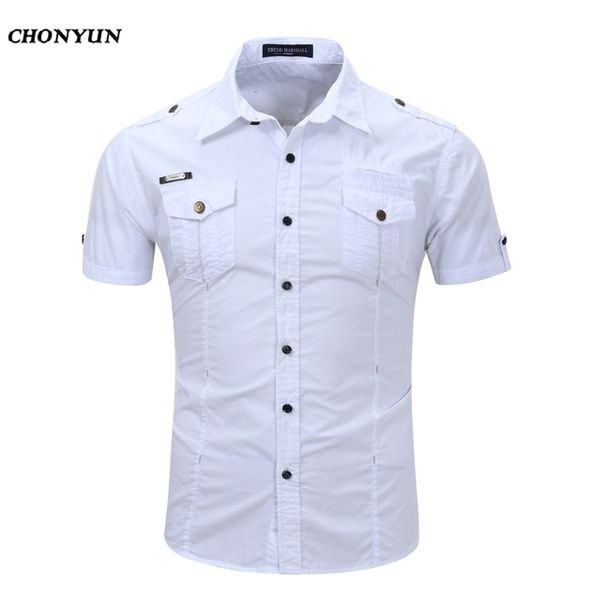 

spring brand men's shirt business slim fit short sleeve casual shirts solid quick-dry breathable male clothing eur size 3xl 220304, White;black