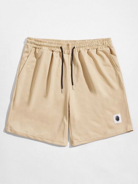 

romwe guys patched drawstring shorts i04g#, Black