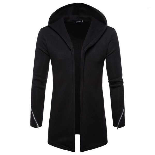 

men's hoodies long sleeve men's hooded solid zipper trench coat jacket cardigan long sleeve outwear blouse oversized hoodie men1, Black