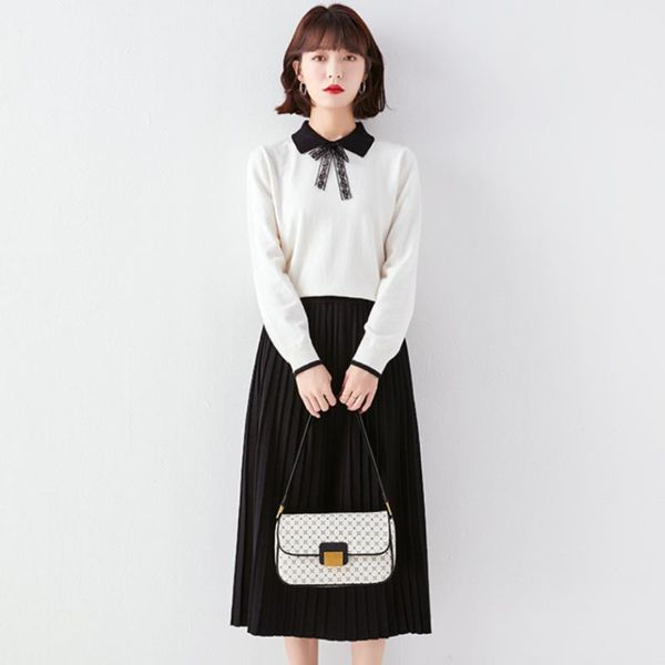 

small fragrant wind knit suit women autumn winter 2020 new temperament fashion women's wear age-reducing sweater skirt two sets, Gray