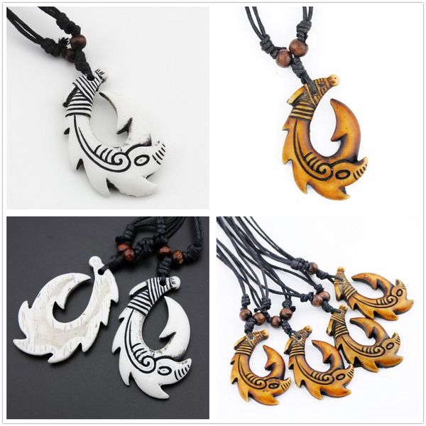 

new elegant tribal fish hook shape choker pendant necklace charm jewelry with black cord decor ing, Silver