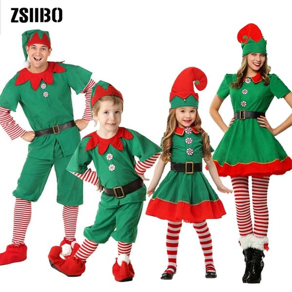 

зеленый эльф девушка косплей фестиваль дети взрослых семья платье партии костюм носки младенца рождество одежда y201009, White