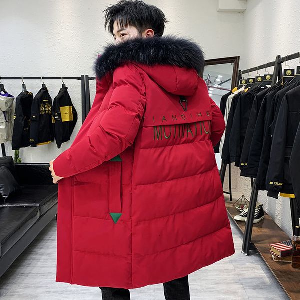 

new 2021 winter jacket of men long coat cotton quilted thick fur collar down better factory clothes 6izw, Black