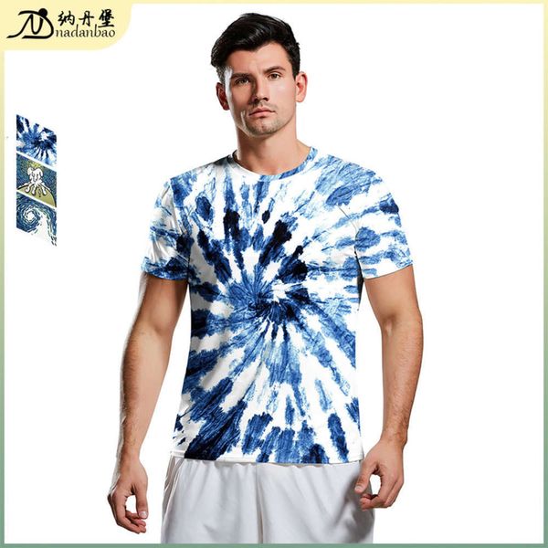 

sve digital printing fashion simple short men's trend round neck t-shirt, Black