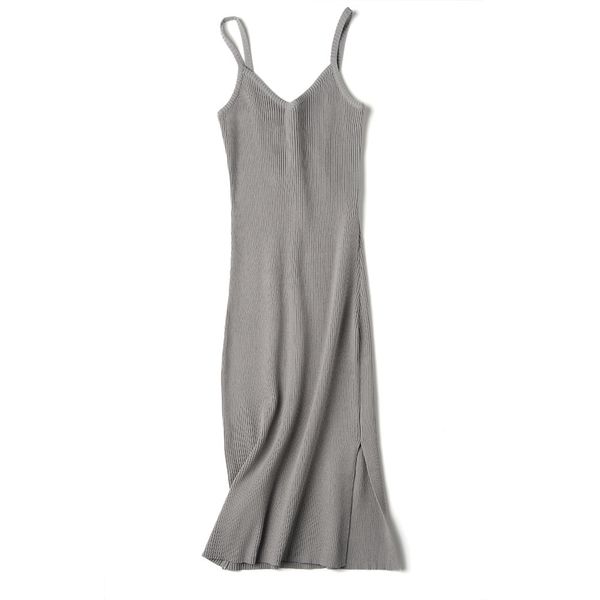 Hlbcbg outono inverno mulher grossa malha tanque vestido casual camisola sem mangas vestido camisole feminino v-pescoço camis sexy camisola vestido lj201112