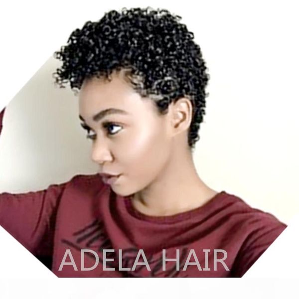 

brazilian virgin hair lace front wigs short bob pixie cut human hair glueless full lace human hair wigs for black women, Black;brown