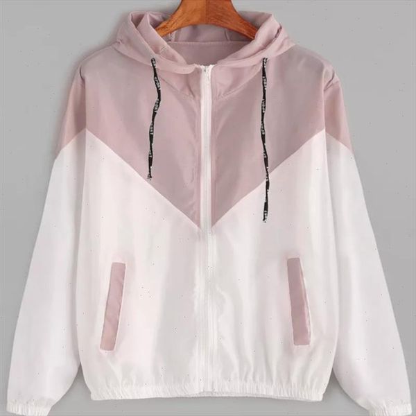 

fashion 2021 autumn quick dry womens jackets coats windbreaker sun protection patchwork color zipper thin summer women clothing, Black;brown